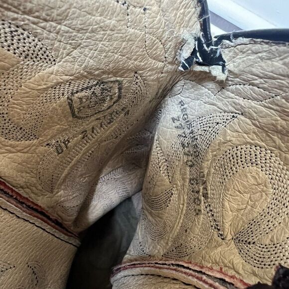 Dan Post Vintage Burgandy Maroon Leather Cowboy Boots 9.5 Western Roper - Picture 16 of 16